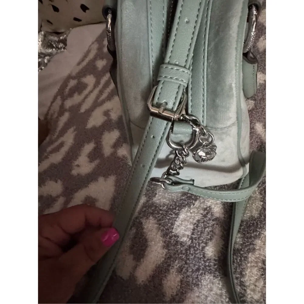 Heritage vintage y2k style mint green velour studded  juicy couture queen satche